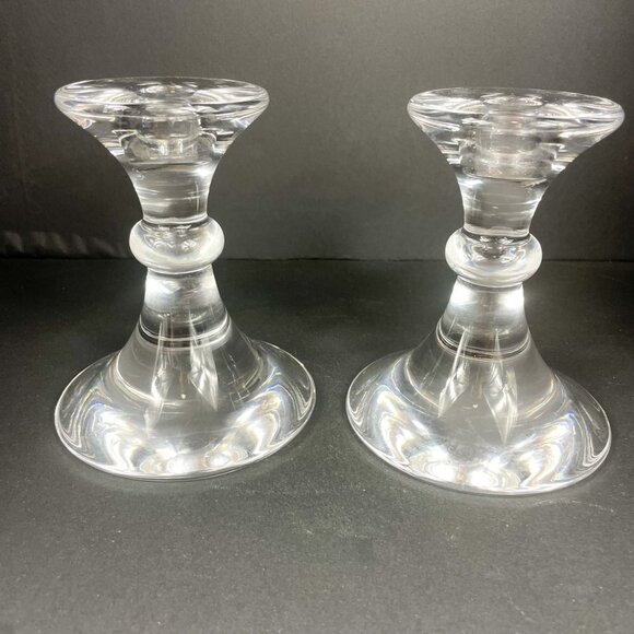 Val St Lambert Ingo Crystal Candlestick Holders set of 2 - Picture 1 of 6
